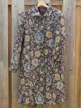 BEAUTIFUL DANIER LEATHER TAPESTRY COAT Women's Size Medium